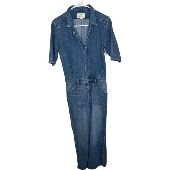 Ba&sh x Vestiare Collection Tao Jumpsuit Size 2 Blue Classic Y2K Wide Leg - Picture 1 of 9